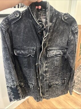Vintage Havana Washed Black Military Field Jacket